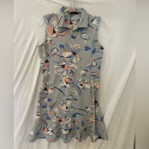 Polo gold Ralph lauren collared sleeveless floral gold dress sz small